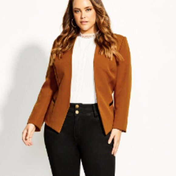 City Chic Jackets & Blazers - City Chic Class Sassy Jacket in Toffee Brown sz L/20